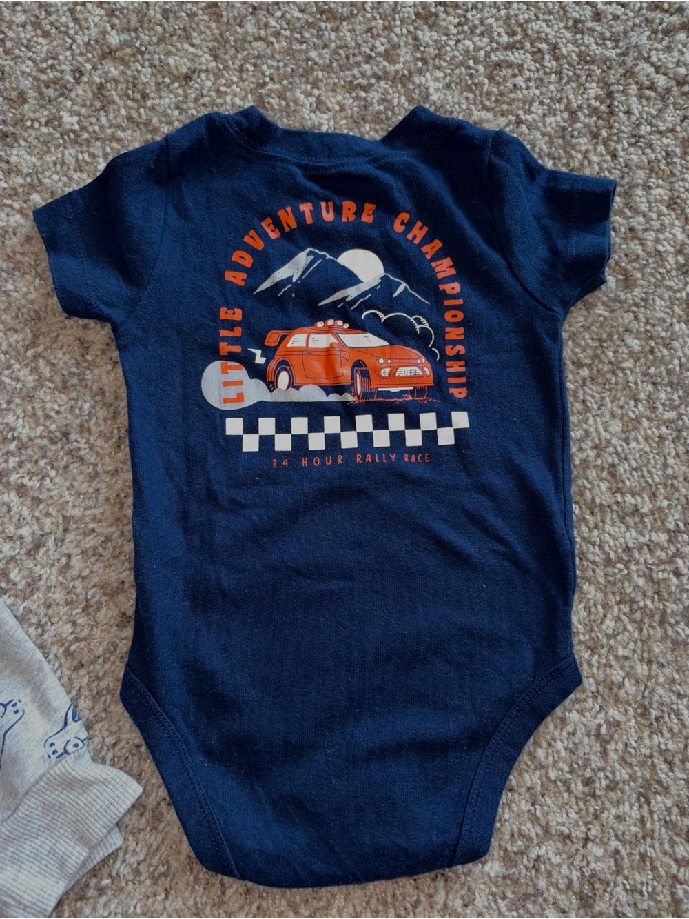 Carter's Navy Short-Sleeve Bodysuit with Checkered Flag Graphic - Picture 2 of 3